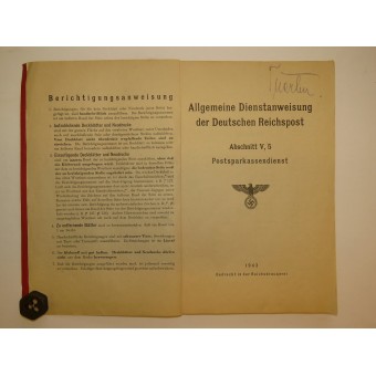 3rd Reich Postal Service Instructions Boek. Espenlaub militaria